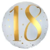 balon foliowy 18 urodziny zlote bialy santex 18 rnd