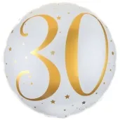 balon foliowy 30 urodziny zlote bialy santex 18 rnd