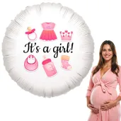 balon foliowy bodo girl its a girl dekoracja na baby shower gender reveal bialy 18 rnd