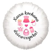 balon foliowy bodo girl kochana dziewczynka dekoracja na baby shower bialy 18 rnd