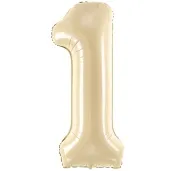balon foliowy cyfra 1 pastel bezowy partydeco 34 dgt