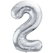 balon foliowy cyfra 2 srebrny partydeco 34 dgt