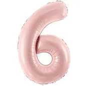 balon foliowy cyfra 6 pastel rozowy jasny partydeco 34 dgt
