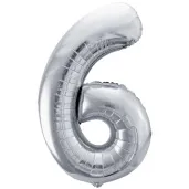 balon foliowy cyfra 6 srebrny partydeco 34 dgt
