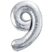 balon foliowy cyfra 9 srebrny partydeco 34 dgt