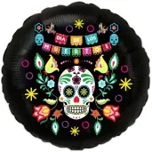 balon foliowy dia de los muertos czarny 18 rnd