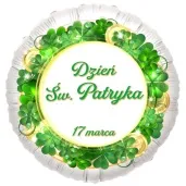 balon foliowy dzien sw patryka 17 marca bialy 18 rnd