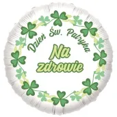 balon foliowy dzien sw patryka na zdrowie bialy 18 rnd