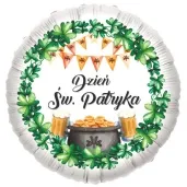 balon foliowy dzien sw patryka zloto bialy 18 rnd