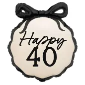 balon foliowy happy 40 kokardka dekoracja na 40 urodziny czterdziestke kremowy 20 9 shp