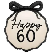 balon foliowy happy 60 kokardka dekoracja na 60 urodziny szescdziesiatke kremowy 20 9 shp