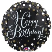 balon foliowy happy birthday czarny amscan 18 rnd