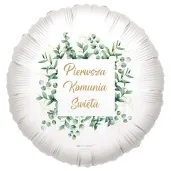 balon foliowy komunia swieta kwadratowy eukaliptus 18 rnd