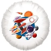 balon foliowy kosmiczne party rakieta bialy 18 rnd