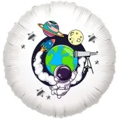 balon foliowy kosmiczne party ziemia bialy 18 rnd