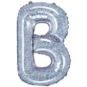 balon foliowy litera b holo srebrny partydeco 14 ltr