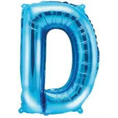 balon foliowy litera d niebieski partydeco 14 ltr