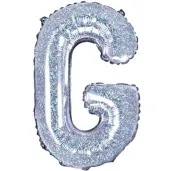 balon foliowy litera g holograficzna srebrny partydeco 14 ltr