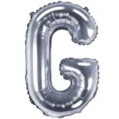 balon foliowy litera g srebrny partydeco 14 ltr