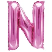 balon foliowy litera n 14 partydeco rozowy ciemny