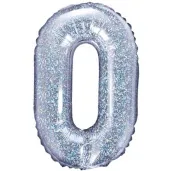 balon foliowy litera o 14 partydeco srebrny holograficzny