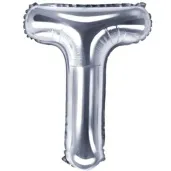 balon foliowy litera t 14 partydeco srebrny
