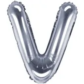 balon foliowy litera v 14 partydeco srebrny