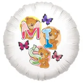 balon foliowy mis i literki bialy 18 rnd