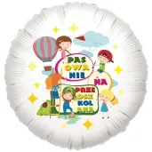 balon foliowy pasowanie na przedszkolaka balon bialy 18 rnd