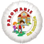 balon foliowy pasowanie na ucznia szkola bialy 18 rnd