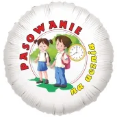 balon foliowy pasowanie na ucznia zegar bialy 18 rnd