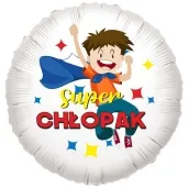 balon foliowy super chlopak w pelerynie bialy 18 rnd