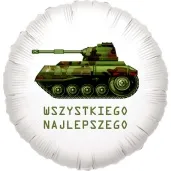 balon foliowy zolnierski czolg wszystkiego najlepszego bialy 18 rnd