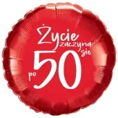 balon foliowy zycie zaczyna sie po 50 czerwony 18 rnd