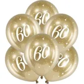 balony glossy liczba 60 zlote partydeco 12 6 szt