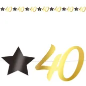 baner 40 urodziny gwiazdy czarno zloty guirca 3 m