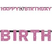 baner 80 urodziny sparkling celebrations pink amscan 213 cm