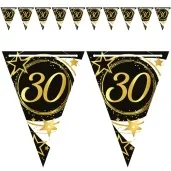 baner flagi 30 urodziny gwiazdy czarno zloty guirca 3 m