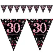 baner flagi 30 urodziny sparkling celebrations pink amscan 400 cm
