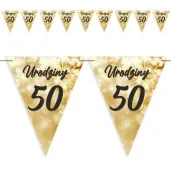baner flagi 50 urodziny fajerwerki zloto kremowe 3 6 m
