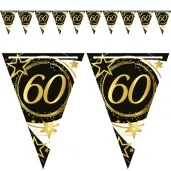 baner flagi 60 urodziny gwiazdy czarno zloty guirca 3 m