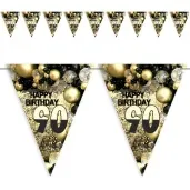baner flagi 90 urodziny balony zloto kremowo czarne 3 6 m