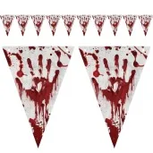 baner flagi krwawe slady halloween szary guirca 3 m