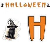 baner halloween kot czarownicy z dynia mix 3m