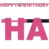 baner happy birthday 40 urodziny rozowy amscan 2 m