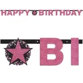 baner happy birthday sparkling celebration pink amscan 213 cm