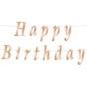 baner happy birthday stylizowany metalik rozowe zloto godan 200 x 11 cm