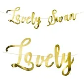 baner lovely swan partydeco zloty 64 cm