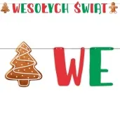 baner piernikowy czar wesolych swiat czerwono zielony 2 2 m