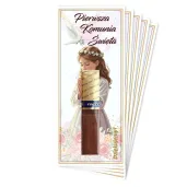 bileciki na czekoladki merci dziewczynka w albie podziekowania upominek dla gosci 5 szt